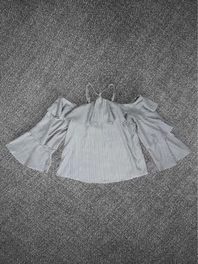 Striped Off The Shoulder Ruffle Blouse